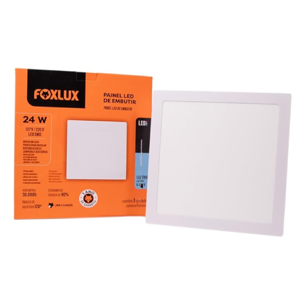 Painel Led Quadrado Embutir 24w 6500k Foxlux - Ref.LED90.53