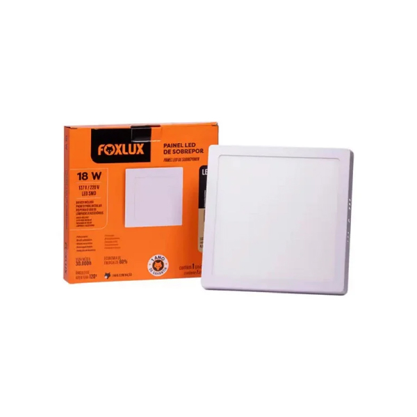 Painel Led Quadrada Sobrepor 18w 6500k Foxlux - Ref.LED90.67