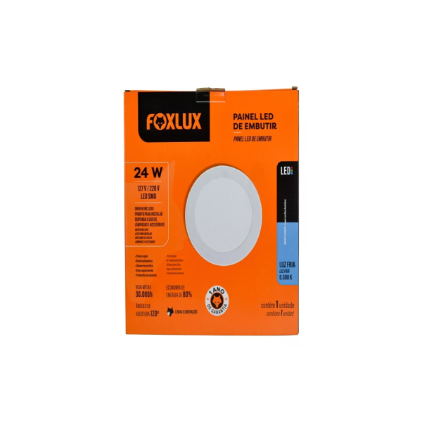 Painel Led Redondo Embutir 24w 6500k Foxlux - Ref.LED90.52