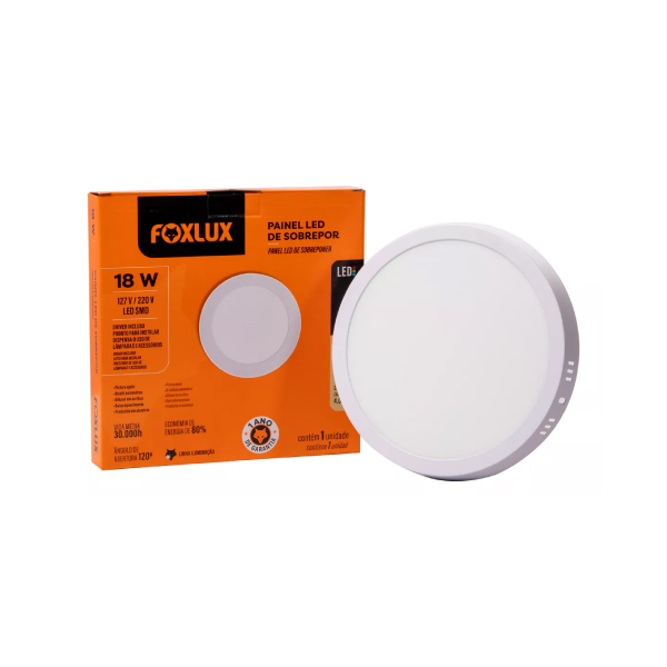 Painel Led Redondo Sobrepor 18w 6500k Foxlux - Ref.LED90.61