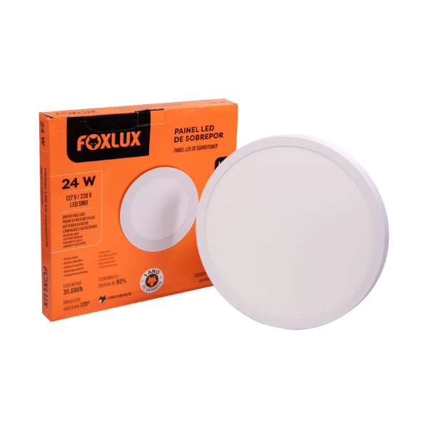 Painel Led Redondo Sobrepor 24w 6500k Foxlux - Ref.LED90.62