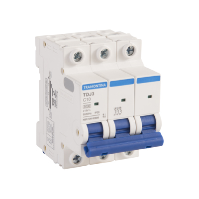 Disjuntor Din Tripolar 10a 3ka Curva C Tramontina - Ref.58013104