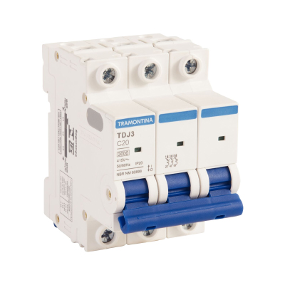 Disjuntor Din Tripolar 20a 3ka Curva C Tramontina - Ref.58013106