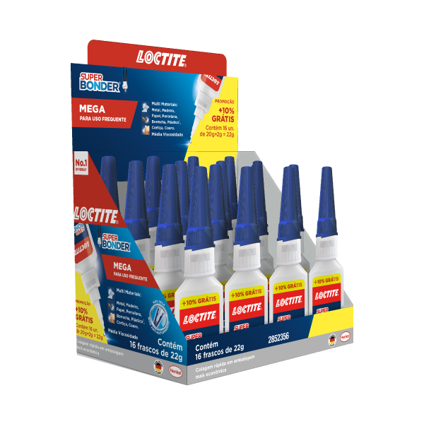 Cola Instantânea Super Bonder Mega 22g C/16 Loctite - Ref.2852356