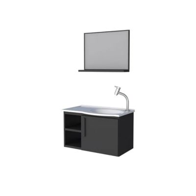 Gabinete Aço P/Banheiro Kit Caju 60 Preto Cozimax - Ref.101993