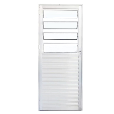 Porta Alumínio Branca Basculante 210x80 L/D Vidro Liso Lider - Ref.3874