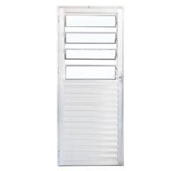 PORTA ALUMÍNIO BRANCA BASCULANTE 210X80 L/D VIDRO LISO LIDER - Ref.3874