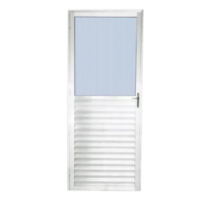 Porta Alumínio Branca Postigo 210x80 L/D Vidro Liso Lider - Ref.3830