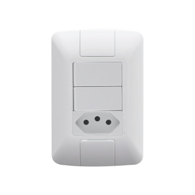 Interruptor Embutir 2 Teclas+Tomada 10a Aria Branca Tramontina - Ref.57241073
