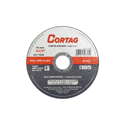 Disco Corte Inox  Fino 4.1/2x22mm Cortag - Ref.61825