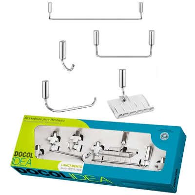Kit Acessórios Banheiro 05pc Idea Cromado Docol - Ref.90005863006