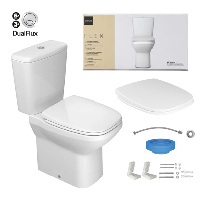 Kit Completo Bacia+Caixa+Acessórios Flex 3/6l Branco Deca - Ref.KP.380.17