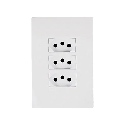 Tomada Embutir 10a Tripla Branca Monobloco I9 Ilumi - Ref.94123