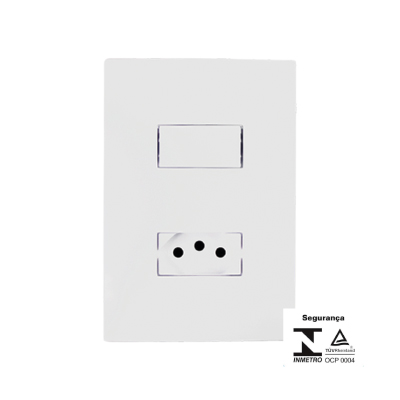 Interruptor Embutir 1Tecla+Tomada 10a Branca Paralelo I9 Ilumi - Ref.94280