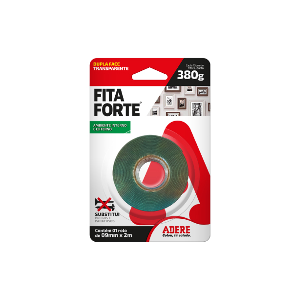 Fita Dupla Face 09mmx02m Acrílica Transparente Forte Adere - Ref.28459108511