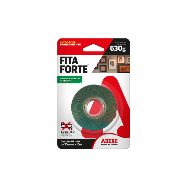 Fita Dupla Face 15mmx02m Acrilica Transparente Forte Adere - Ref.28459108982