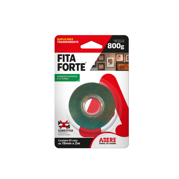 Fita Dupla Face 19mmx02m Acrilica Transparente Forte Adere - Ref.28459107794