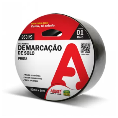 Fita Demarcação Solo 50mmx15m Preta Adere - Ref.81326105731
