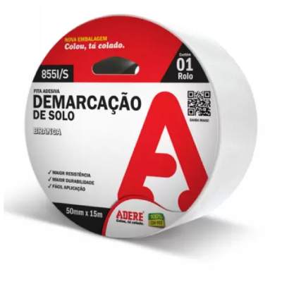 Fita Demarcação Solo 50mmx15m Branca Adere - Ref.81326105756