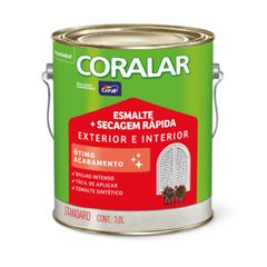 ESMALTE BRILHANTE CORALAR SECAGEM RAPIDA 3,0L BRANCO