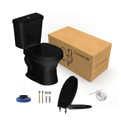 Kit Completo Bacia+Caixa+Acessórios Coimbra 3/6l Preto Luzarte - Ref.I1.KB.92.1.4