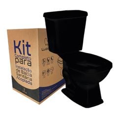 KIT COMPLETO BACIA+CAIXA+ACESSÓRIOS VISEU DUO PRETO LUZARTE