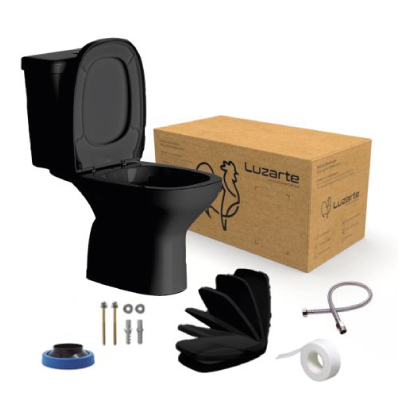 Kit Completo Bacia+Caixa+Acessórios Tavira 3/6l Preto Luzarte - Ref.I1.KB.11.3.4