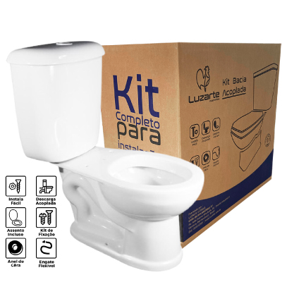 Kit Completo Bacia+Caixa+Acessórios Leiria Infantil 3/6l Branco Luzarte - Ref.I1.KB.8.1.1
