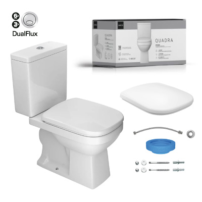 Kit Completo Bacia+Caixa+Acessórios Quadra 3/6l Branco Deca - Ref.KP.211.17