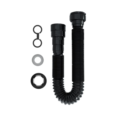 Sifão Sanfonado Longo Universal Preto 1,1m Blukit - Ref.030141-425