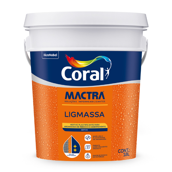 Aditivo Plastificante Para Argamassa Ligmassa 18l Coral Mactra - Ref.5906032