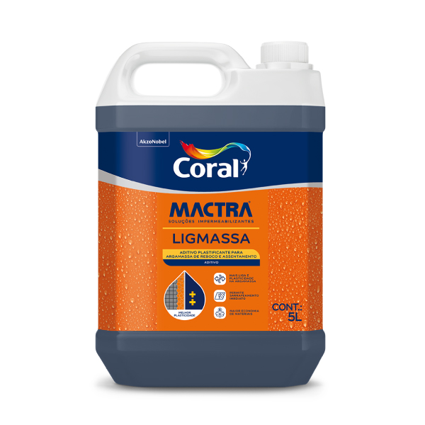 Aditivo Plastificante Para Argamassa Ligmassa 5l Coral Mactra - Ref.5859605