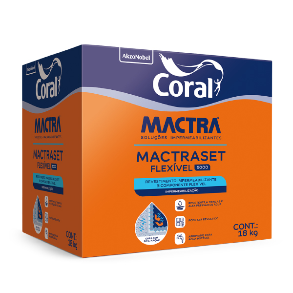 Argamassa Impermeável Mactraset 5000 Flexível Bicomponente 18kg Coral - Ref.5859541