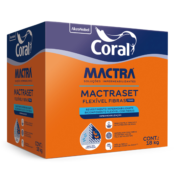 Argamassa Impermeável Mactraset 7000 Flexível Fibras Bicomponente 18kg Coral - Ref.5859542