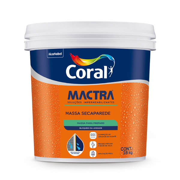 Massa Impermeabilizante Seca Parede Rodapé 18kg Coral Mactra - Ref.5906030