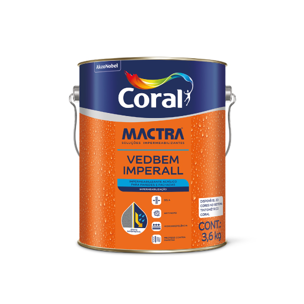 Impermeabilizante Parede Vedbem Imperall Branco 3,6kg Coral Mactra - Ref.5909339