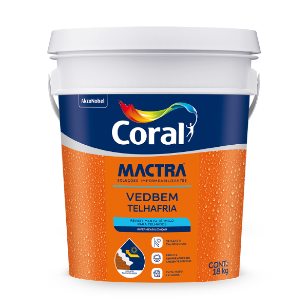 Impermeabilizante Térmico para Telhado Vedbem Telhafria Branco 18kg Coral Mactra - Ref.5859573