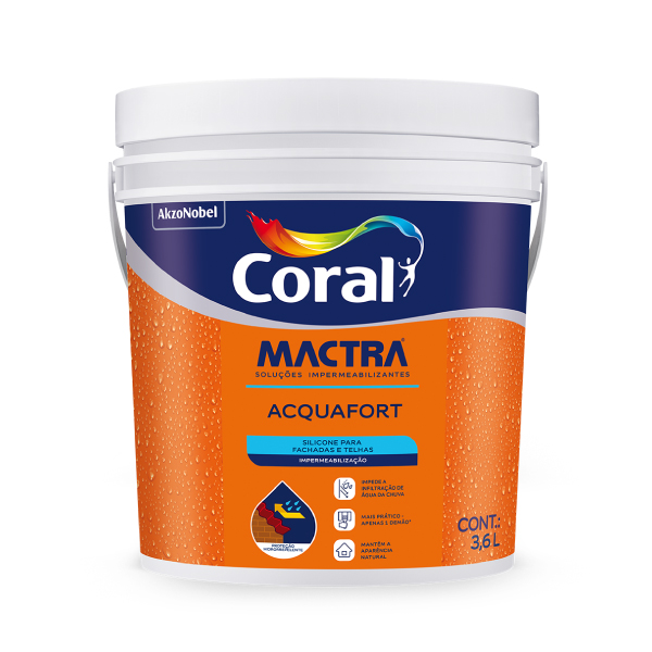 Impermeabilizante para Fachada e Telha Incolor Acquafort 3,6l Coral Mactra - Ref.5859555