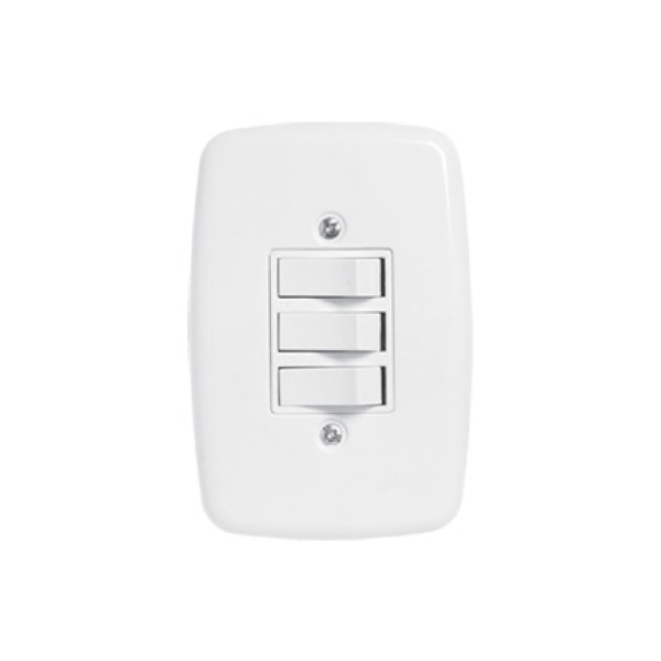 Interruptor Embutir 3teclas Ideale Branca Pluzie - Ref.3205