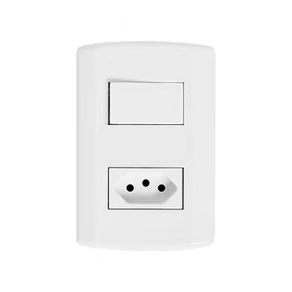 Interruptor Embutir 1tecla+Tomada 20a Modular Branca Pluzie - Ref.7218