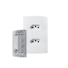TOMADA EMBUTIR 10A MONOBLOCO DUPLA FACIL MODULAR BRANCA PLUZIE - Ref.7242