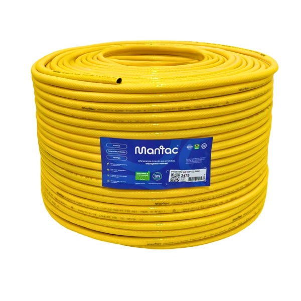 Mangueira Trançada Pt150 Super Flexível Amarela 1/2x200m Mantac - Ref.3474