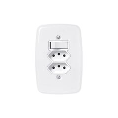 INTERRUPTOR EMBUTIR 1TECLA+2TOMADAS 2P+T 20A IDEALE BRANCA PLUZIE - Ref.4211