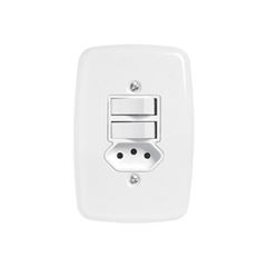 INTERRUPTOR EMBUTIR 2TECLAS+1TOMADA 2P+T 20A IDEALE BRANCA PLUZIE - Ref.3220