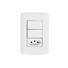 INTERRUPTOR EMBUTIR 2TECLAS+TOMADA 10A MODULAR BRANCA PLUZIE - Ref.7221