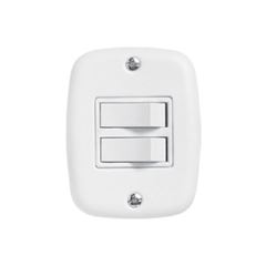 INTERRUPTOR SOBREPOR PX 2TECLAS BRANCA PLUZIE-Ref.9002