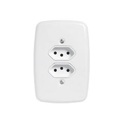 TOMADA EMBUTIR 10A DUPLA IDEALE BRANCA PLUZIE - Ref.3213