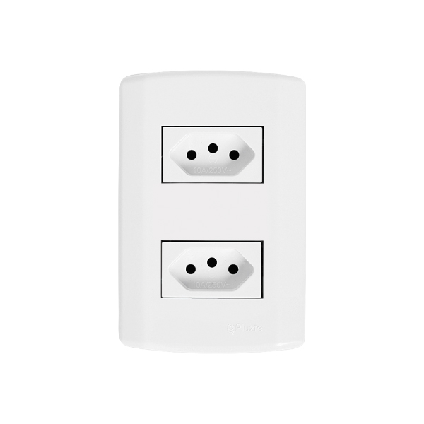 Tomada Embutir 10a Dupla Modular Branca Pluzie - Ref.7213