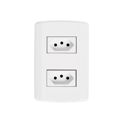 TOMADA EMBUTIR 10A DUPLA MODULAR BRANCA PLUZIE - Ref.7213