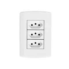 TOMADA EMBUTIR 10A TRIPLA MODULAR BRANCA PLUZIE - Ref.7215